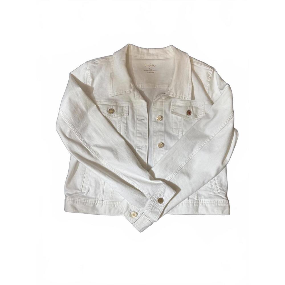 Lilly Pulitzer Women's White Denim Jacket - Size XL